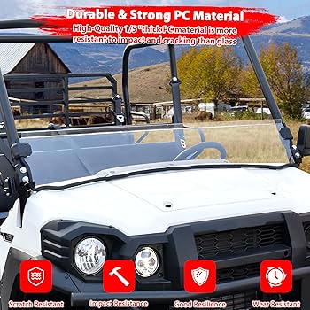 Amazon.com: POKIAUTO Front Half Windshield for Kawasaki Mule